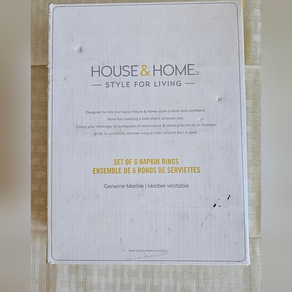 Set Of 6 Napkin Rings Genuine Marble House & Home Marble Grey White - Picture 3 of 3